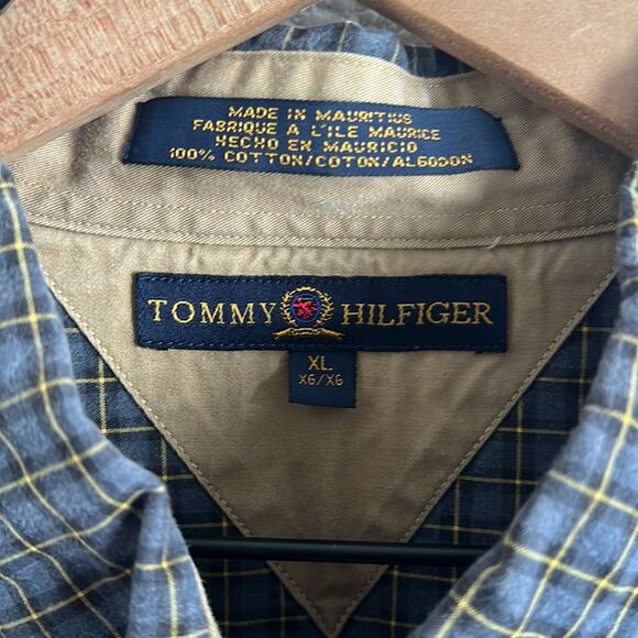 Vintage Tommy Hilfiger Check Plaid Men's Button Front Long Sleeve Shirt XL - Picture 3 of 6